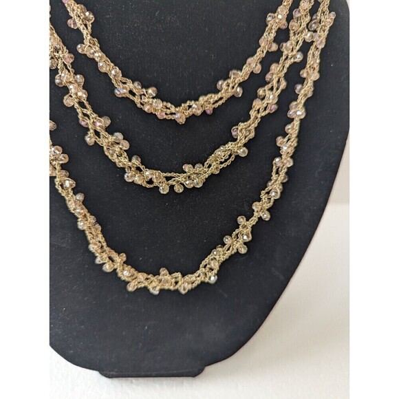 RUSH by DENIS &‎ CHARLES Layered Necklace Womens 21" Tan Neutral Beaded Boho - Picture 4 of 7